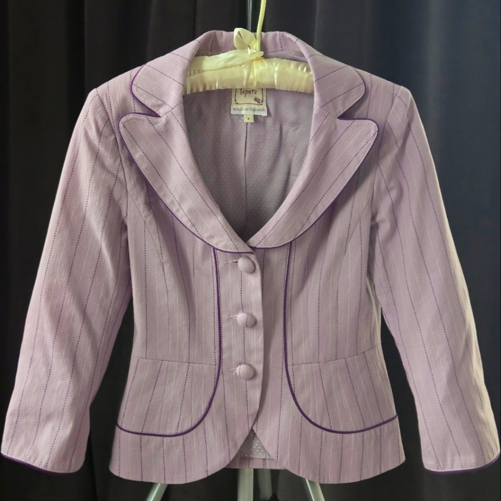 Nanette Lepore Purple Pinstripe Blazer